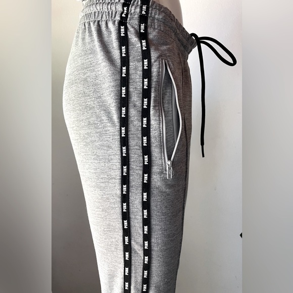 PINK Grey w/black pinstripe Legging/Joggers, Zipper Pockets & Ankle, Size Small - Picture 10 of 11